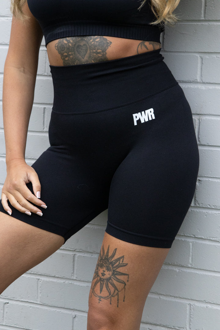 PWR Black Scrunch Bum Shorts